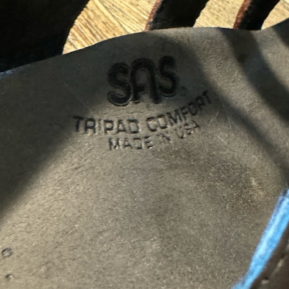 SAS size 9 N metallic leather strappy sandals low heel bronze brown Allegro - Picture 4 of 13